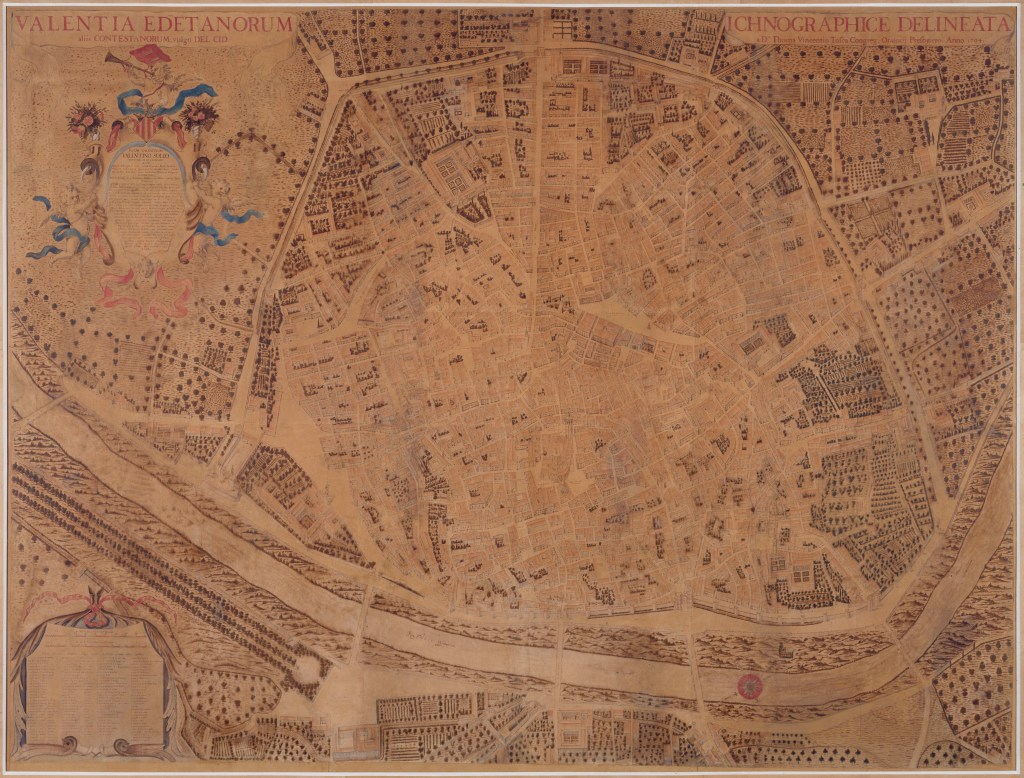 Plano cartográfico de Valencia de 1704 del Padre Tosca. Fotografía de Francisco Alcántara